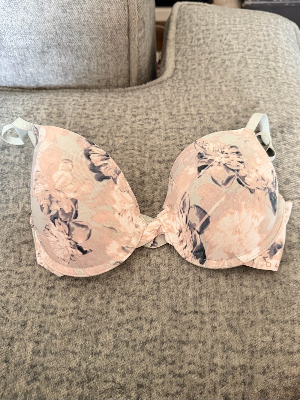 Danskin Pink Floral T-Shirt Bra with Gray Accents